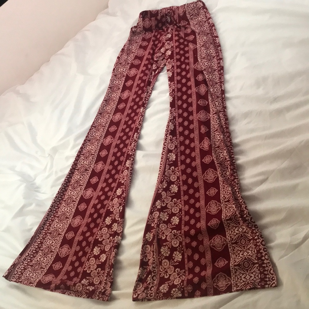 Vibe Sportswear Red printed flare pants